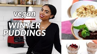 3 EASY DELICIOUS Vegan Winter Puddings  Vegan Baileys Taste Test [upl. by Ymassej]