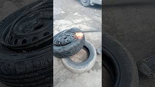 how to fix a stubborn tire bead with fire skills 🔥💥🧨 [upl. by Bach]