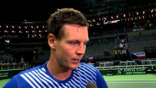 Official Davis Cup by BNP Paribas Interview  Tomas Berdych after rubber 2 [upl. by Bendick]