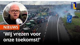 Snelweg A2 bij grens dicht vanwege boerenprotest  1Limburg [upl. by Lesab]