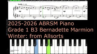 ABRSM Piano 2025  2026 Grade 1 B3 Bernadette Marmion Winter from Allsorts [upl. by Suirtemed588]