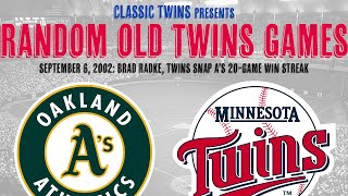 Twins Snap As 20Game Win Streak Oakland As vs Minnesota Twins 09062002 [upl. by Aidnis]