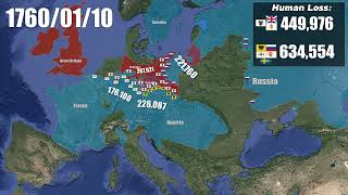 The Seven Years War Europe Every Day With Units Army Sizes [upl. by Gerti941]