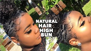 HIGH BUN TUTORIAL ON NATURAL HAIR 3B3C UNICE HAIR [upl. by Rehpinnej]