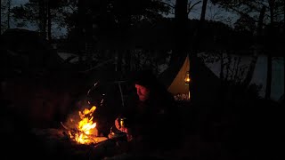 Solo Bushcraft and Wild Camping  Fishing  Catch and Cook  Traditional Woodsman Meal [upl. by Erle]