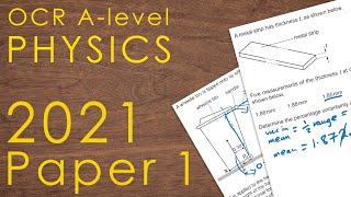 OCR A 2021 Paper 1  Alevel Physics Past Paper [upl. by Debi]