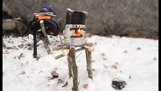 Snow Bushcraft and a New selfmade Hobo Stove [upl. by Jowett]