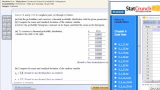 Binomial Probability Distributions  StatCrunch [upl. by Enyrehtak]