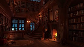 Rainy Bookstore Ambience with Muffled Jazz Music Playing Slowly and Rain Sounds [upl. by Acinok152]