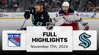 NHL Highlights  Rangers vs Kraken  November 17 2024 [upl. by Toscano]