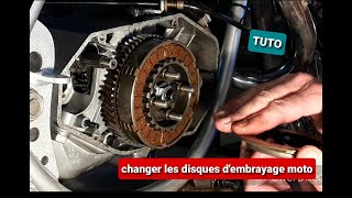 CHANGEMENT DES DISQUES GARNIS DEMBRAYAGE MOTO [upl. by Aim]