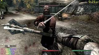 Skyrim speedrun to kill the ebony warrior Level 1 to 80 in under 10 minutes [upl. by Nahshun]