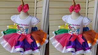 How to make A Rainbow Tutu Skirt  Ribbon Trimmed Tutu  Multicolor Ribbon Trim Tutu  tutu tutorial [upl. by Jit]