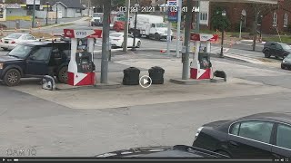 WATCH Gas station surveillance shows the attempted arrest of Frankie Jennings by US Marshals [upl. by Eisserc65]