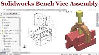 Solidworks assembly tutorials  Model Bench Vice Assembly Top down assembly approach [upl. by Kcirddehs]