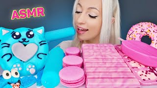 ASMR EATING BLUE amp PINK FOOD ICE CREAM CHOCOLATE CAKE CANDY DONUTS MUKBANG 분홍 먹방 [upl. by Nnayllek135]