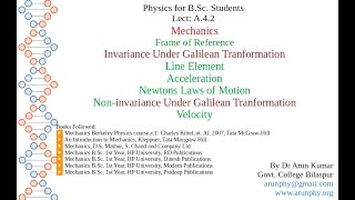 Lect A42 InvarianceUnderGalileanTransformationDistance Velocity Acceleration and Newtons Laws [upl. by Acinoj]