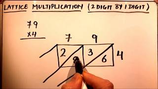 LATTICE METHOD OF MULTIPLICATION  2DIGIT BY 1 DIGIT  How to lattice multiplication 79x4 [upl. by Questa929]