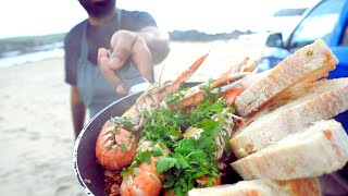 Cooking Langoustine tapas on StNinians isle Shetland [upl. by Turrell]