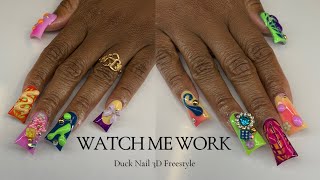 Summer Duck Nails  How to colorful 3D texture on nails  Clusters Junkyard Nail [upl. by Eecrad]