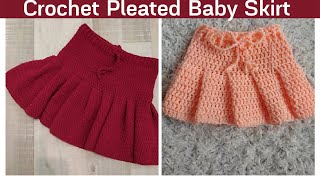 How to Crochet Simple Pleated Baby Skirt Written Pattern Included [upl. by Neffets]