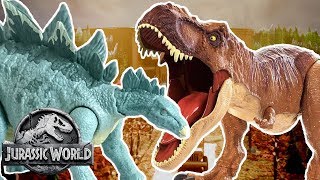 Dinosaur Battles TRex VS Stegosaurus  Jurassic World  Mattel Action [upl. by Gwendolin]