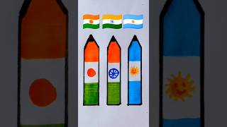 Republic day drawing indian flag niger flag Argentina flag trending shots art drawing [upl. by Puritan]