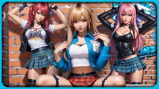 4k Ai art Anime Girls in Plaid Skirts  Fashion  Lookbook [upl. by Dyoll]