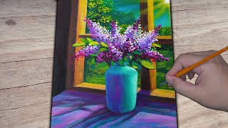 Acrylic Painting Flowers in Bloom  Acrylic painting  Daily challenge 100 [upl. by Lenee512]