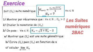 les suites numériques 2bac PCSVTSM 🚩 exercice pour préparer au contrôle [upl. by Binny155]