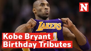 Kobe Bryant Tributes Pour In For His 44th Birthday Black Mamba Lives On [upl. by Hickie]