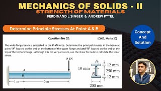 Principle stresses at point A amp B in cantilever beam stresstransformation strengthofmaterials [upl. by Nerag]