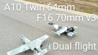 Tandem flight EFlite A10  Freewing F16 V3 Better flight smokeymountainrc aviation rcjet [upl. by Etteluap]