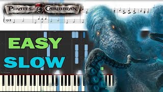 Kraken Pirates of the Caribbean Piano tutorial EASYSLOW [upl. by Ellesig]