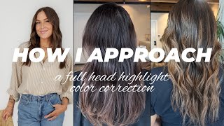 HOW I APPROACH  a full head highlight color correction tutorial [upl. by Eelyram685]