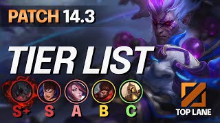 NEW Champions TIER LIST for Patch 143  BEST TOP LANE Picks  LoL Season 14 Meta Guide [upl. by Haily405]