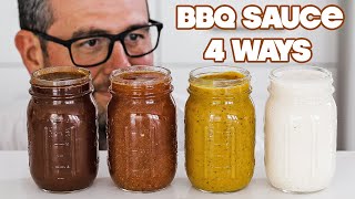 Making Homemade BBQ Sauce 4 Ways » Sweet  Vinegar  Mustard  White [upl. by Inat]