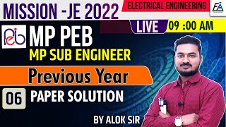 06 MP PEB PREVIOUS YEAR PAPER SOL ELECTRICAL ENGG  BSFJE MPJE SSCJE  BY ALOK SIR [upl. by Elli337]