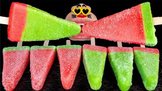 ASMR MUKBANG NEW Watermelon Ice Cream Popsicle EATING SHOW 4K [upl. by Bea724]