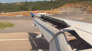 Approach and landing on Skiathos and fast braking plane on short runway [upl. by Aicilana]