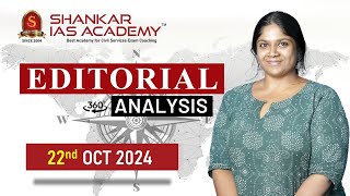 Editorial Analysis October 22 2024 Shankar IAS Academy UPSC current Affairs  Mains [upl. by Arorua]