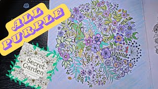 All Purple ChallengeSecret Garden Coloring Book  Moninteret color journey [upl. by Leisam403]