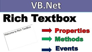 VBNet Rich Textbox control  properties Methods and events vbnet windows programming [upl. by Ahcsropal478]