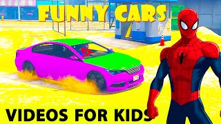 Color Children SPIDERMAN Cartoon CARS for Kids with Songs Nursery Rhymes [upl. by Aneris]