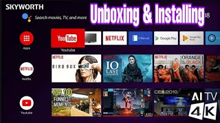 SKYWORTH ANDROID TV 55 UNBOXING amp INSTALLING 4K UHDGOING TO SM MASINAG [upl. by Bornstein17]