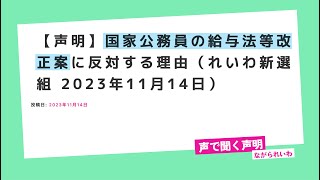 【声明】国家公務員の給与法等改正案に反対する理由（れいわ新選組 2023年11月14日） [upl. by Androw795]