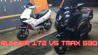 TMax 530 vs Gilera Runner 180 Roll Race 40140kmh [upl. by Htabmas21]