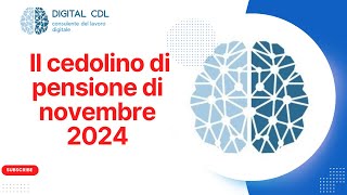 PENSIONI  cedolino di pensione di novembre 2024 [upl. by Yttig]