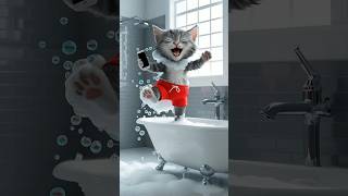 Sing like no one is watching 🎤🚿 shorts cats karaoke singer funny [upl. by Alahsal]