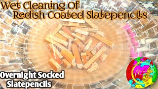 Slate Items Cleaning Video  Wet Cleaning Of Redish Coated Slatepencils  Satisfying Slateitems Asmr [upl. by Anairotciv85]